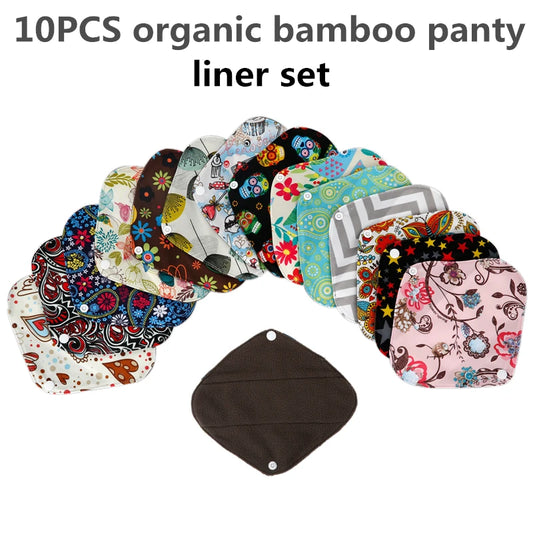 Eco-Friendly Bamboo Panty Liners - 10 Pack Reusable Menstrual Pads