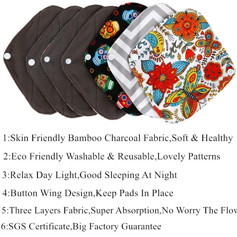 Eco-Friendly Bamboo Panty Liners - 10 Pack Reusable Menstrual Pads