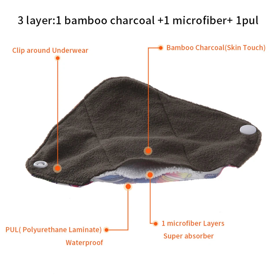 Eco-Friendly Bamboo Panty Liners - 10 Pack Reusable Menstrual Pads