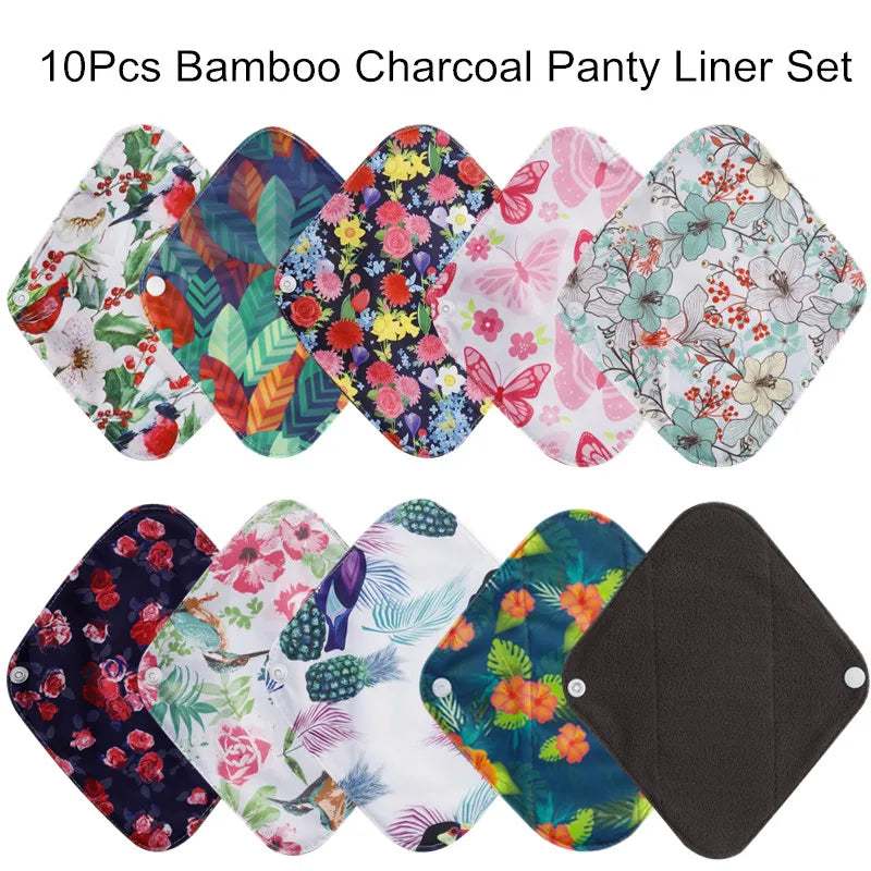 Eco-Friendly Bamboo Panty Liners - 10 Pack Reusable Menstrual Pads
