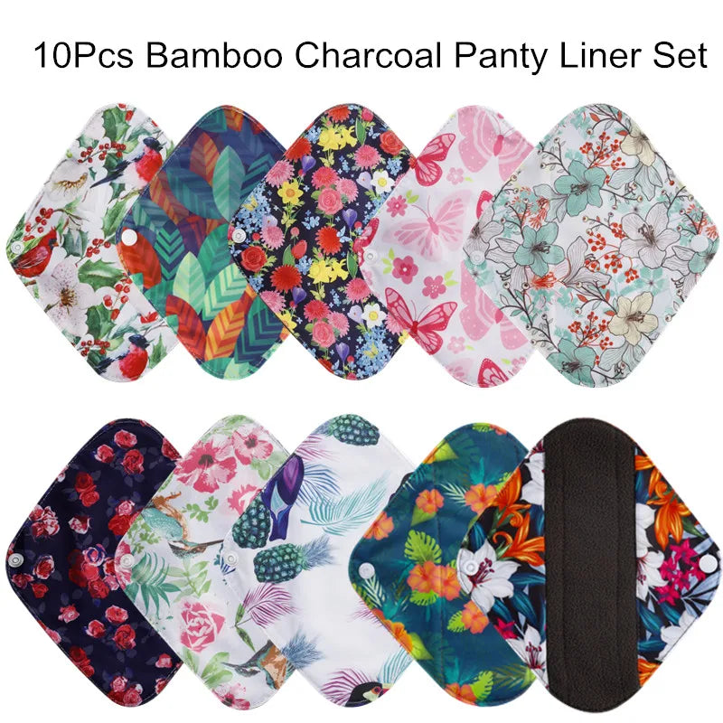 Eco-Friendly Bamboo Panty Liners - 10 Pack Reusable Menstrual Pads