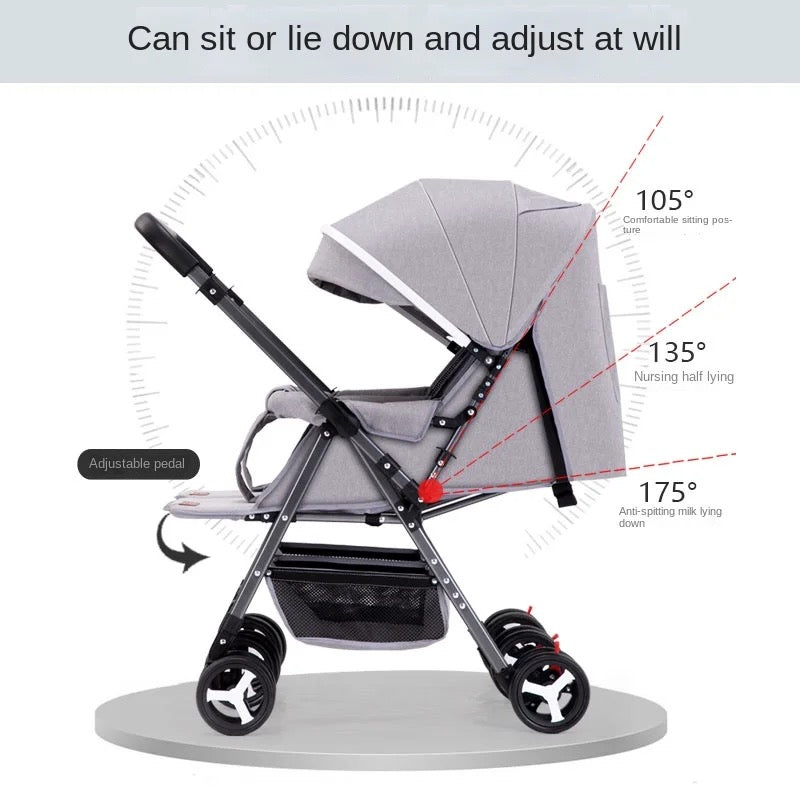 Preorder - Black 2-Way Folding Compact Double / Twin Stroller + Rain Cover