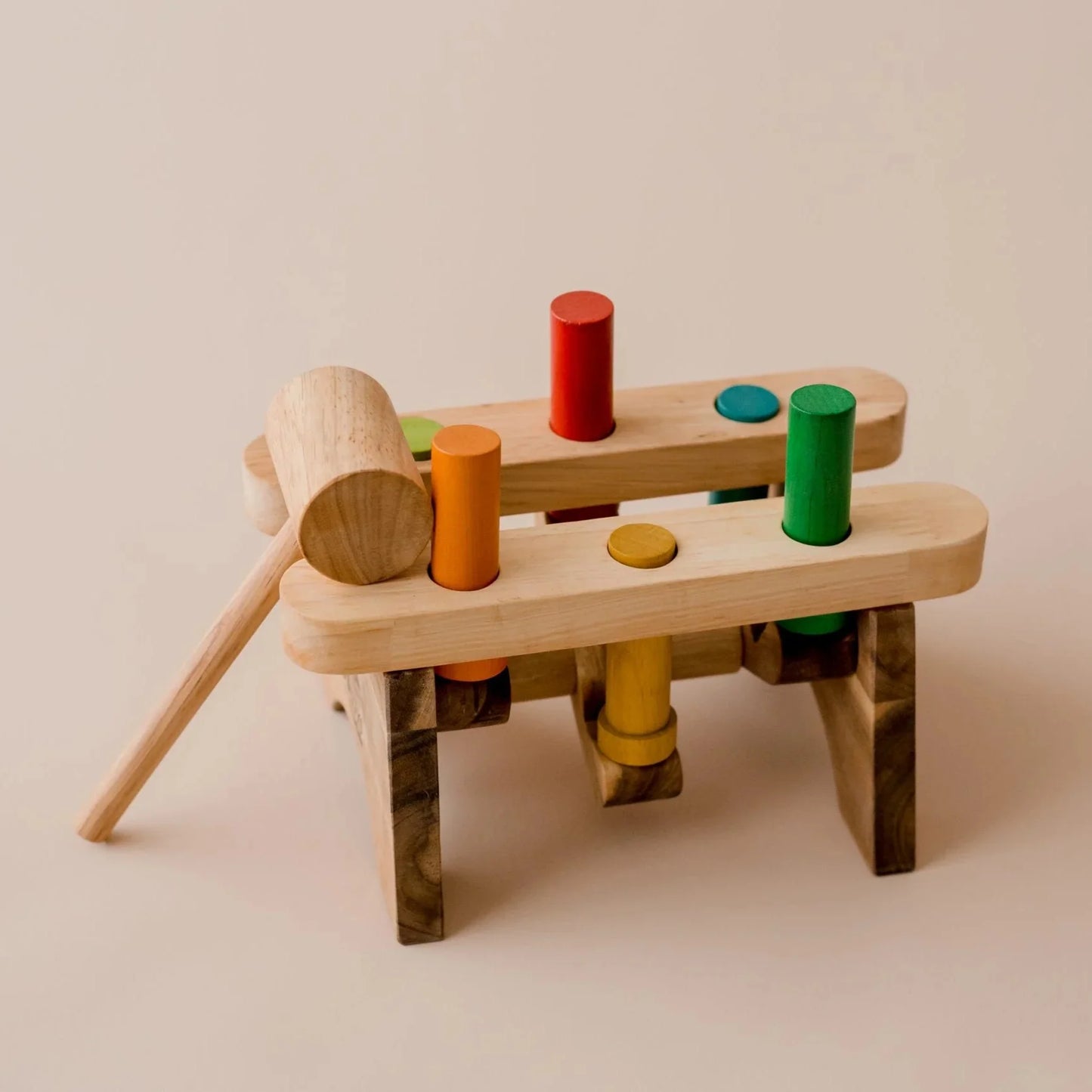 Wooden Pound A Peg Bench - QToys | Montessori Wooden Toy NZ