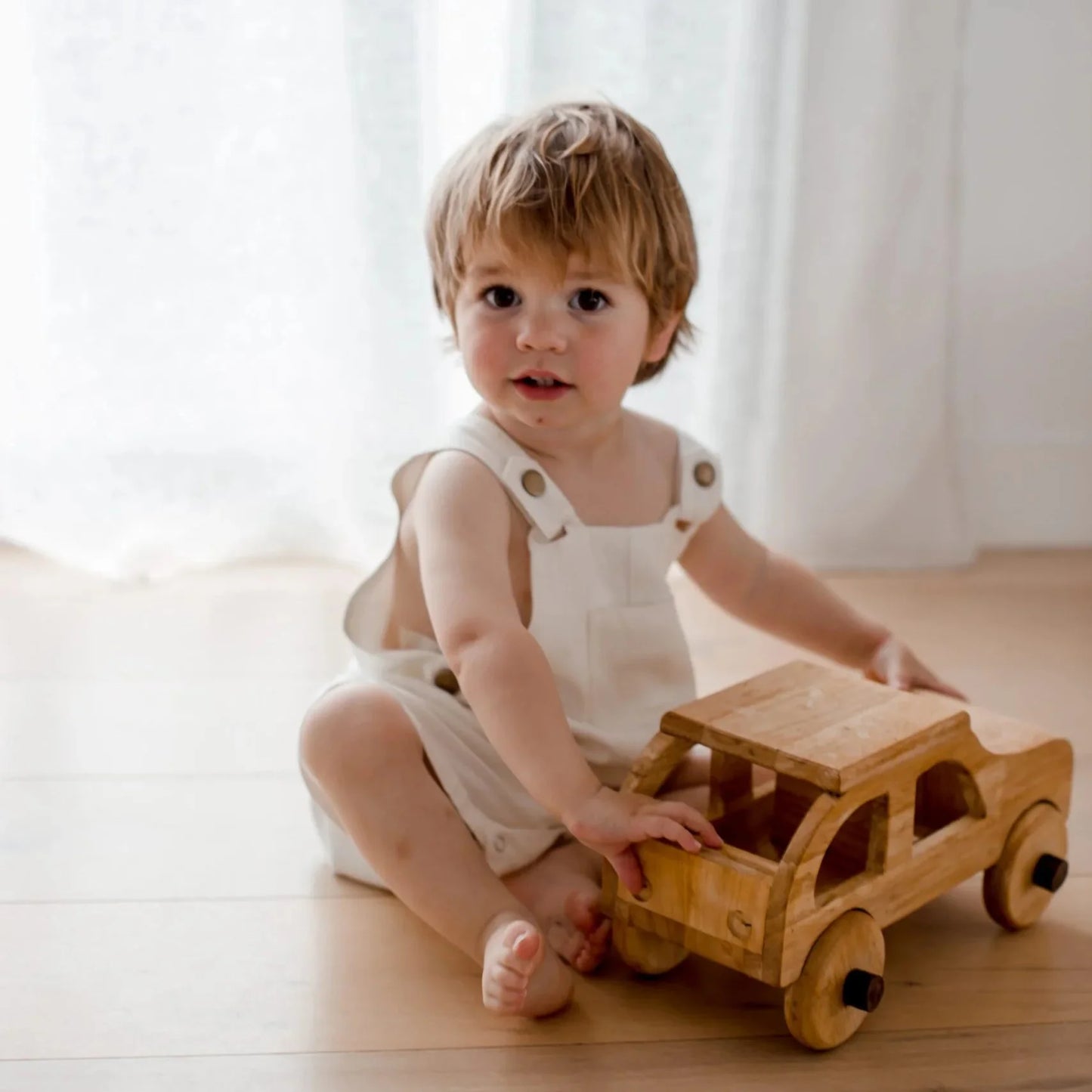 Wooden Natural Car - QToys | Wooden Toy NZ
