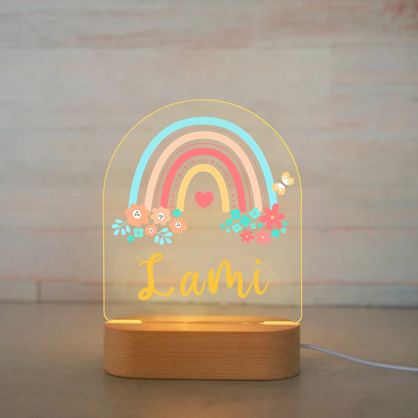 Personalized Animal Night Light - Custom Name LED Lamp for Nursery