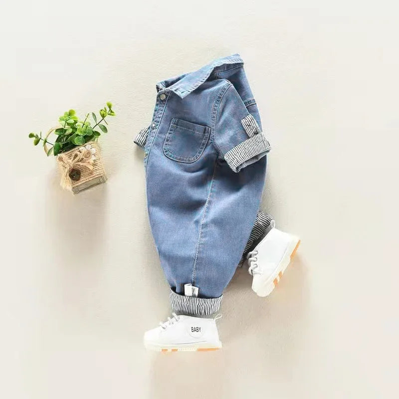 Baby Boys Denim Overalls - Soft Cotton Toddler Jumpsuits (6-24 Months)