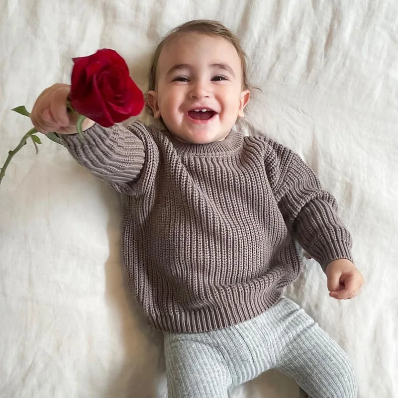 Cozy Baby Knit Sweater - Soft Round Neck Pullover for Boys & Girls