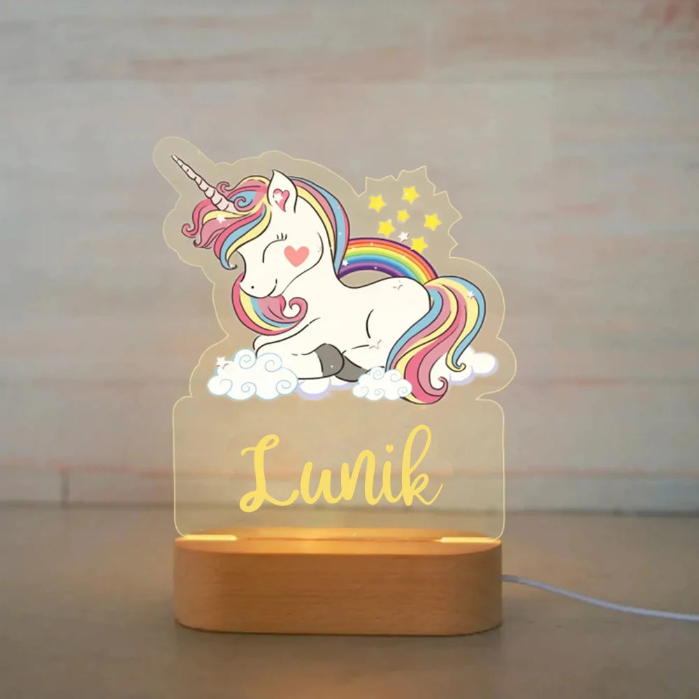 Personalized Animal Night Light - Custom Name LED Lamp for Nursery