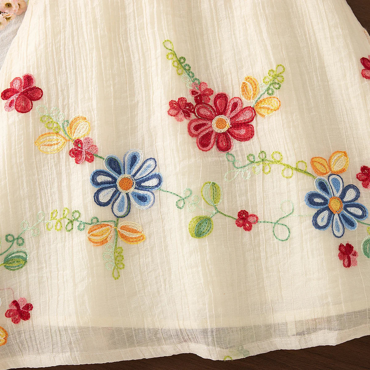 Flower Embroidery Baby Girl Summer Dress - Cotton Beach Dress