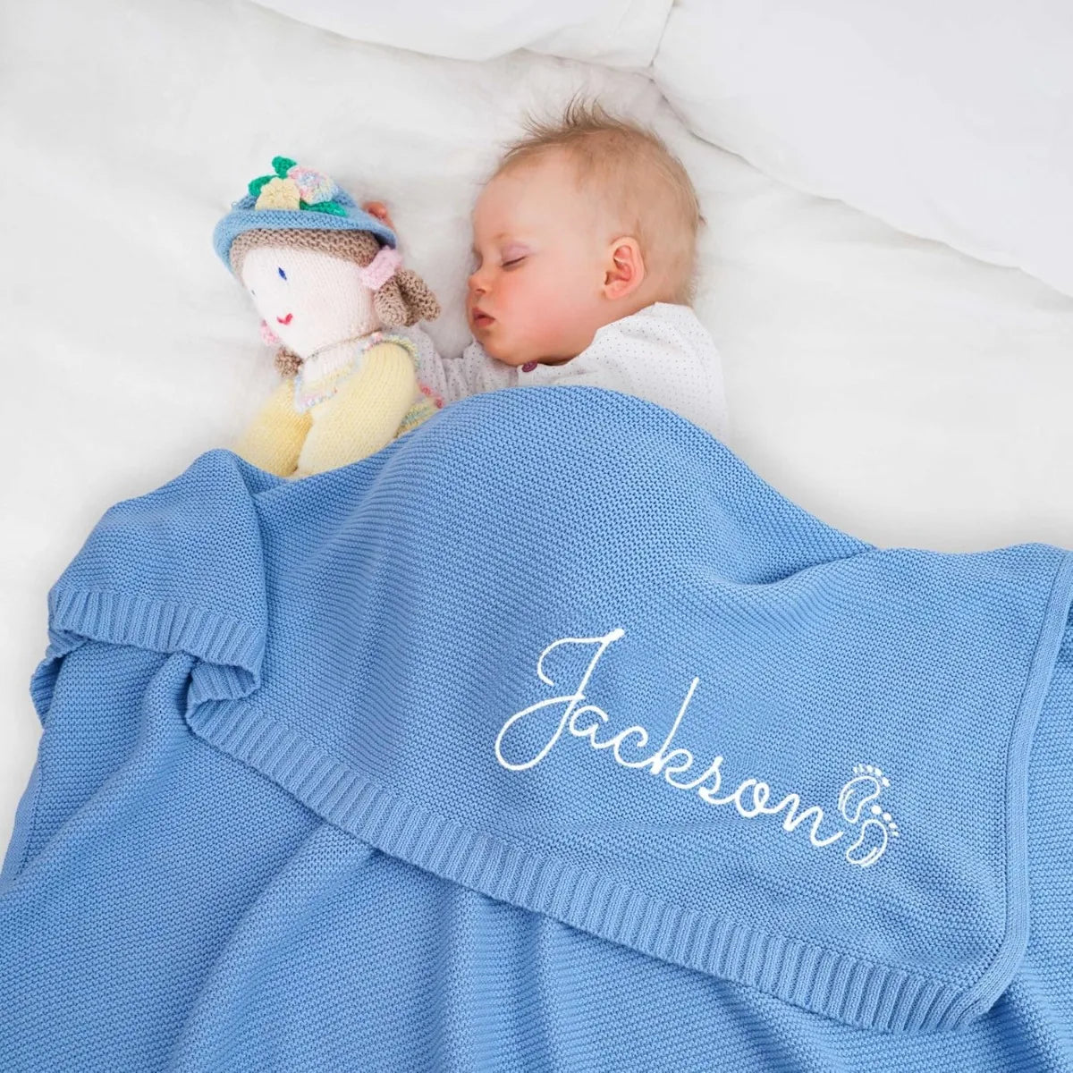 Custom Embroidered Baby Blanket with Name - Soft Knit Personalized Gift