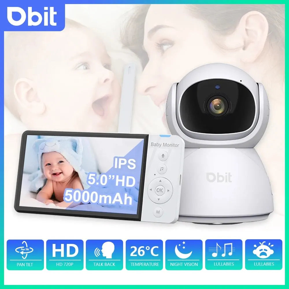 DBIT 5" HD Baby Monitor with Night Vision - Wireless Security Camera for Kids