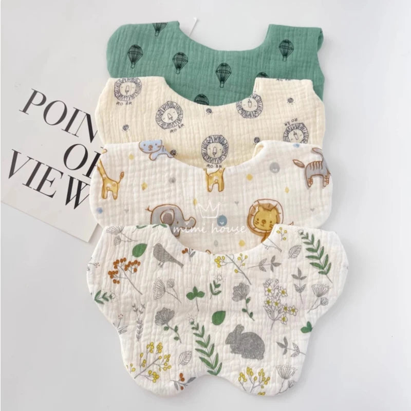 Premium Cotton Baby Bib - Waterproof Cartoon Print Feeding Bib (0-2 Years)