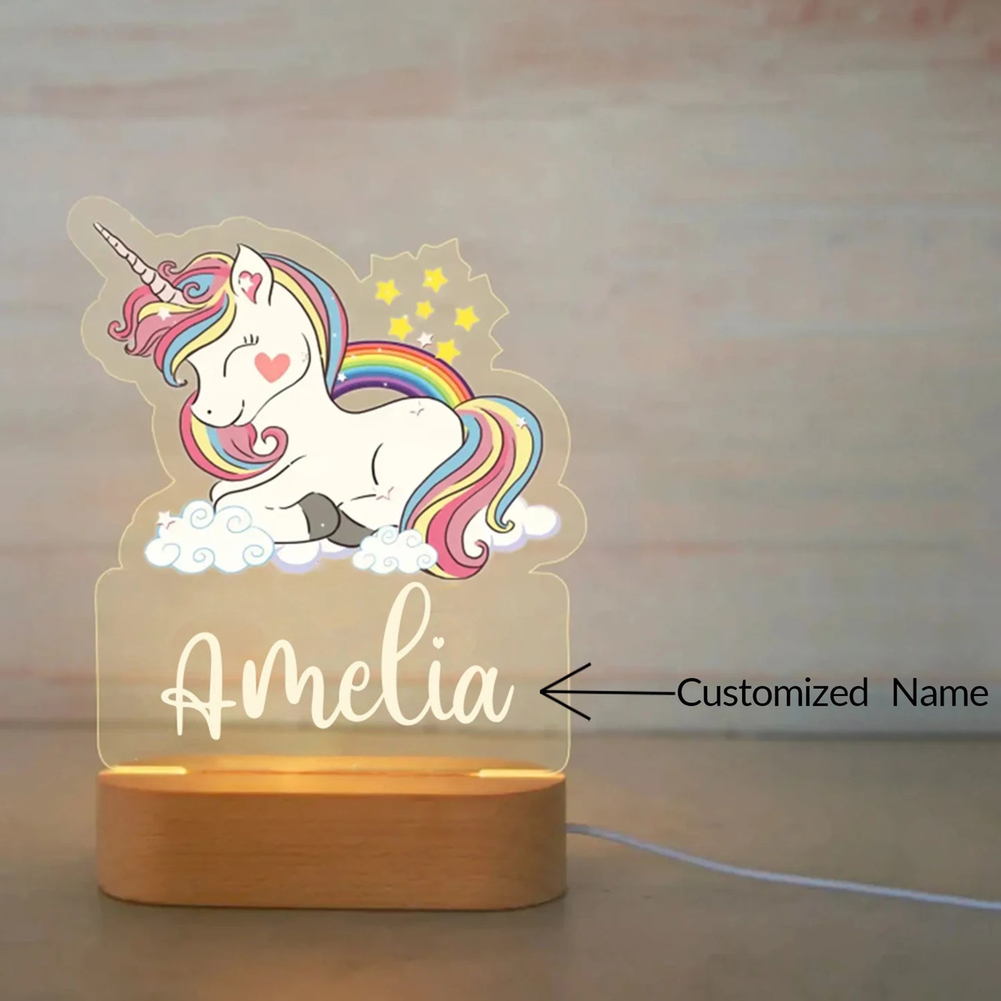 Personalized Animal Night Light - Custom Name LED Lamp for Nursery