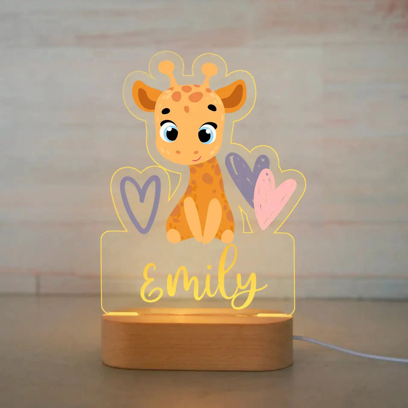 Personalized Animal Night Light - Custom Name LED Lamp for Nursery