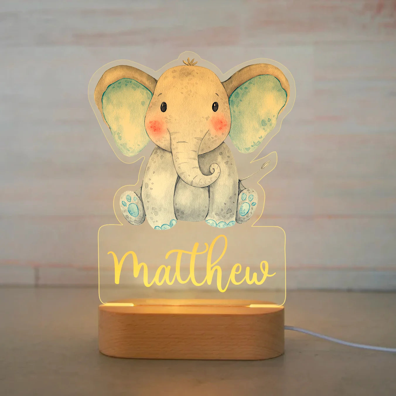 Personalized Animal Night Light - Custom Name LED Lamp for Nursery