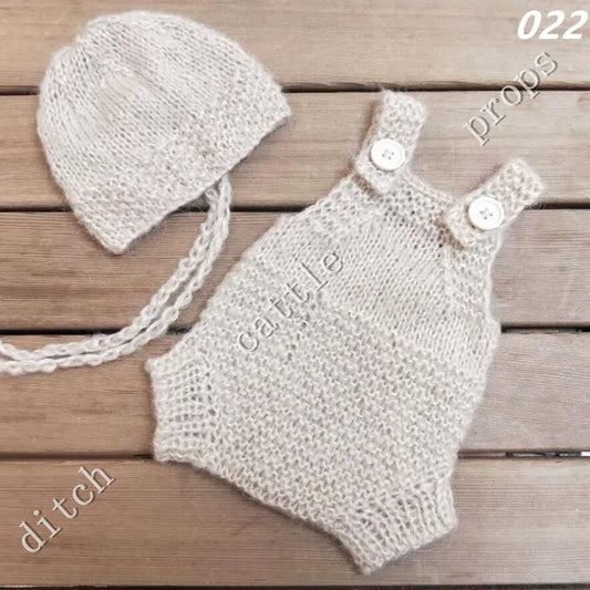 Luxury Mohair Newborn Photography Set - Romper & Bonnet