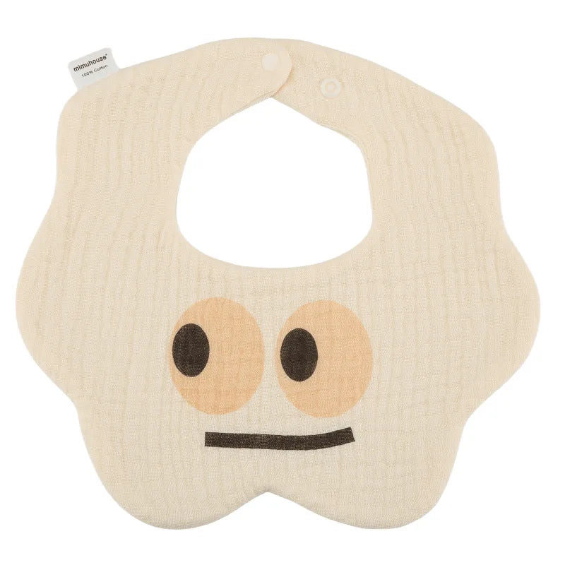 Premium Cotton Baby Bib - Waterproof Cartoon Print Feeding Bib (0-2 Years)