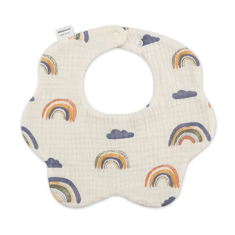 Premium Cotton Baby Bib - Waterproof Cartoon Print Feeding Bib (0-2 Years)