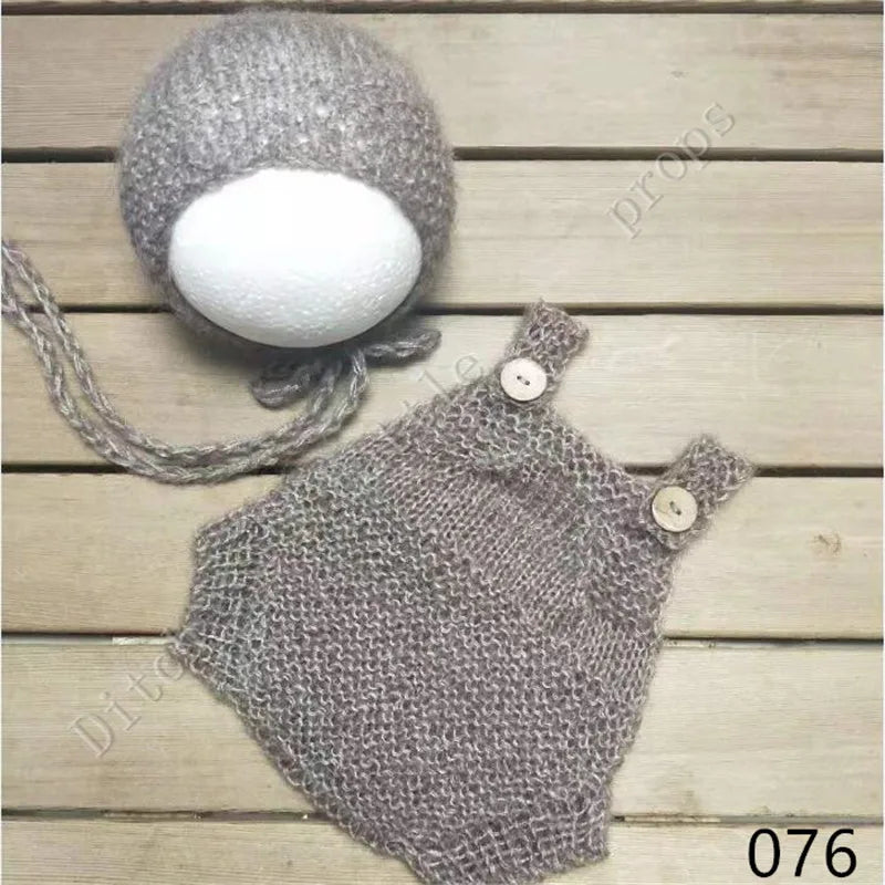 Luxury Mohair Newborn Photography Set - Romper & Bonnet