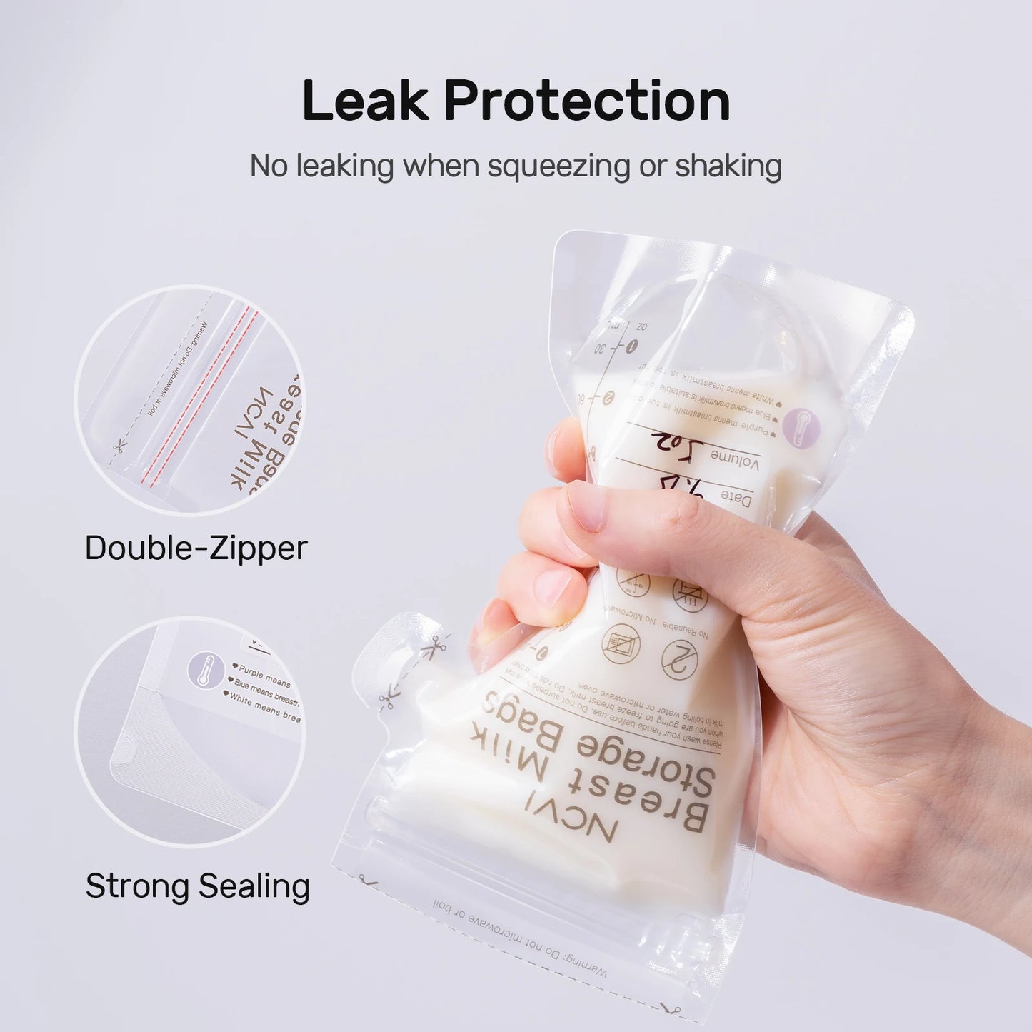 Breastmilk Storage Bags 200ml – Temperature-Sensing, Double-Sealed & BPA-Free