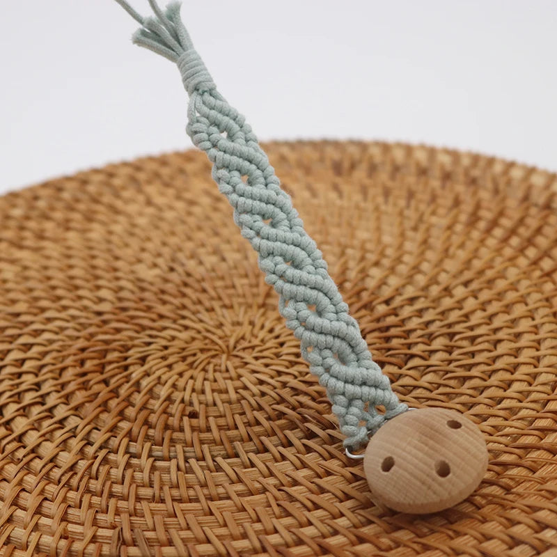 Handmade Macrame Pacifier Clip - Vintage Cotton Infinity Chain for Baby