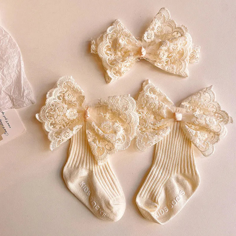 Little Angel Bow & Sock Gift Set - Adorable Baby Headband & Cozy Socks
