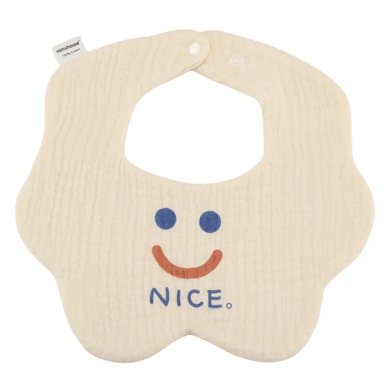 Premium Cotton Baby Bib - Waterproof Cartoon Print Feeding Bib (0-2 Years)