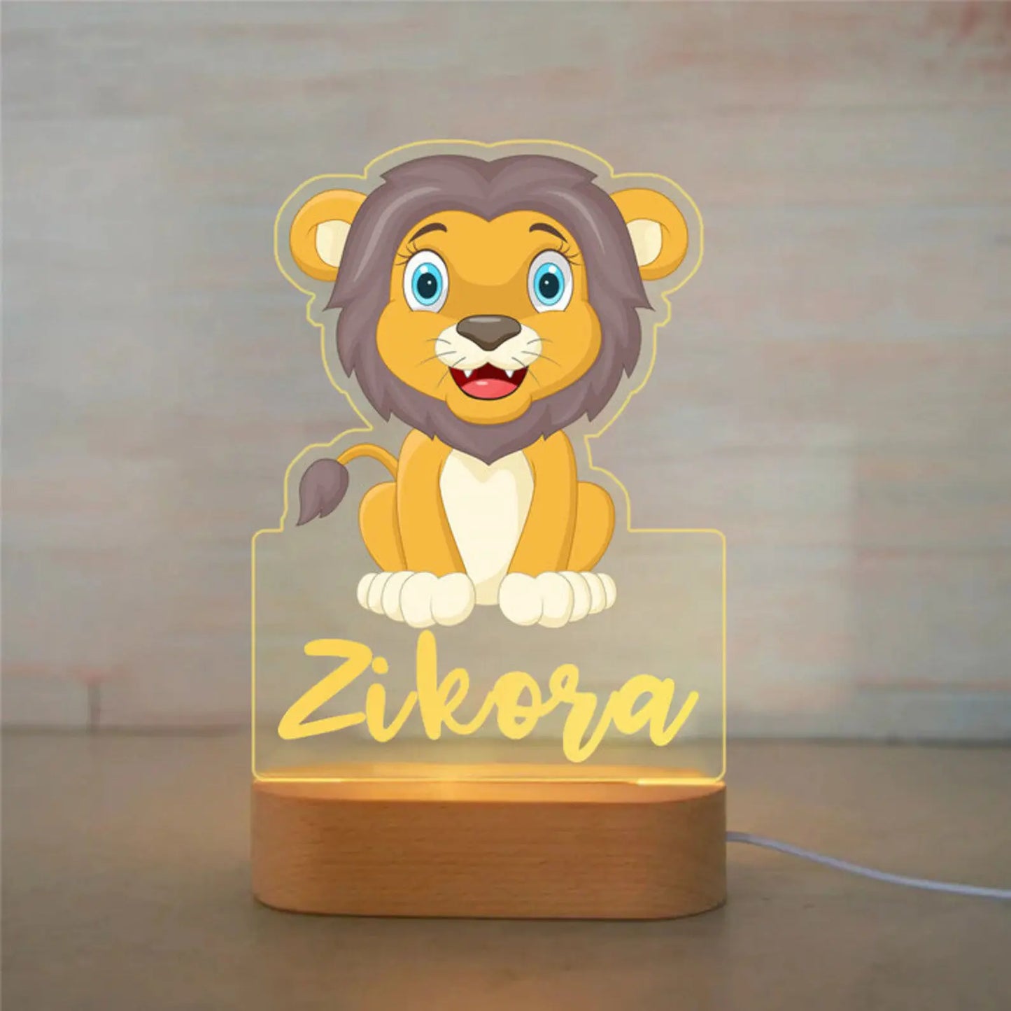 Personalized Animal Night Light - Custom Name LED Lamp for Nursery