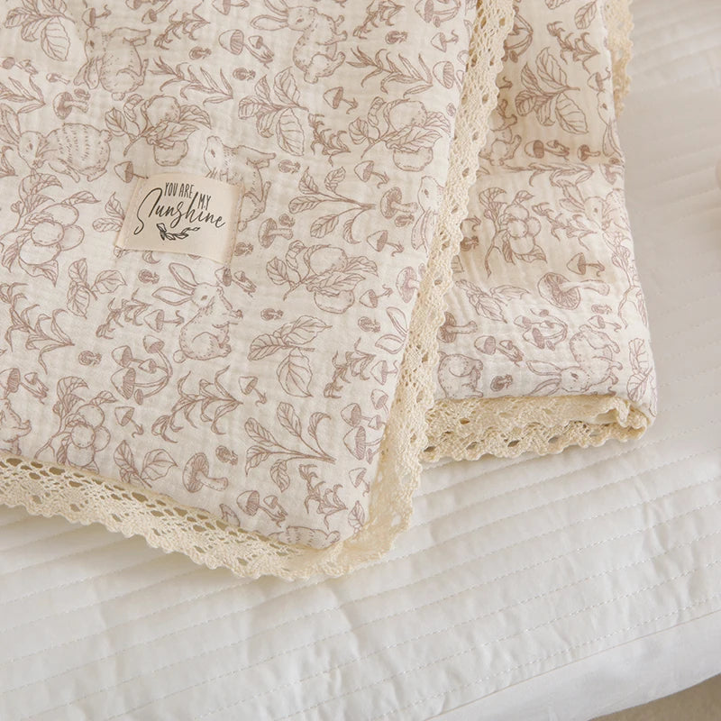 Soft Cotton Baby Comforter - Floral Gauze Quilted Blanket for Newborns & Toddlers