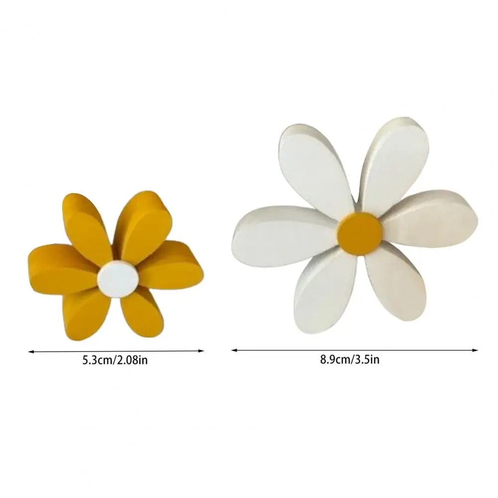 Wooden Daisy Nursery Decor - 3D Flower Shelf Decorations Set of 2