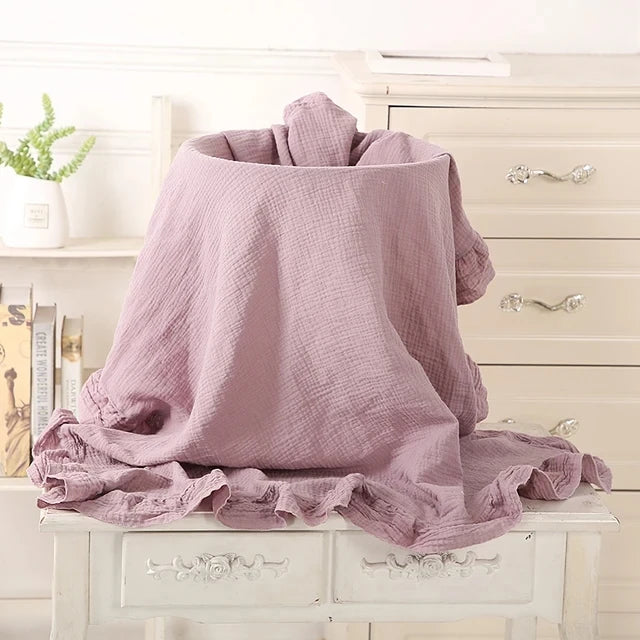 Ruffled Dreams Premium Muslin Baby Swaddle - Organic Cotton Blanket