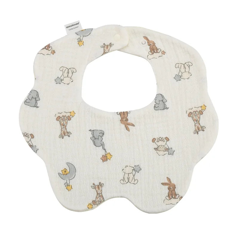 Premium Cotton Baby Bib - Waterproof Cartoon Print Feeding Bib (0-2 Years)