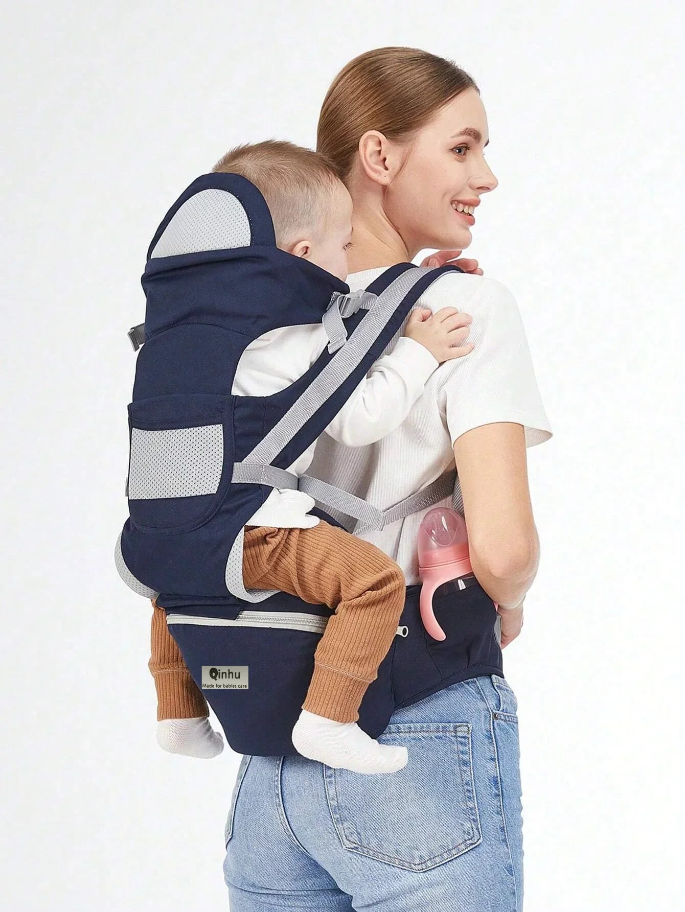 Ergonomic Baby Carrier with Hip Seat - Adjustable & Portable for All-Day Comfort