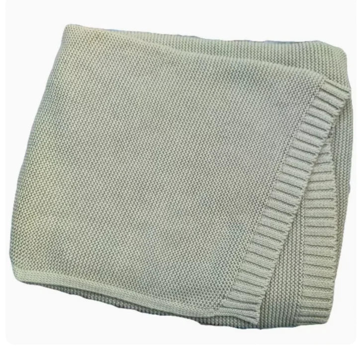 Personalized Embroidered Baby Blanket - Soft Cotton Knit with Custom Name