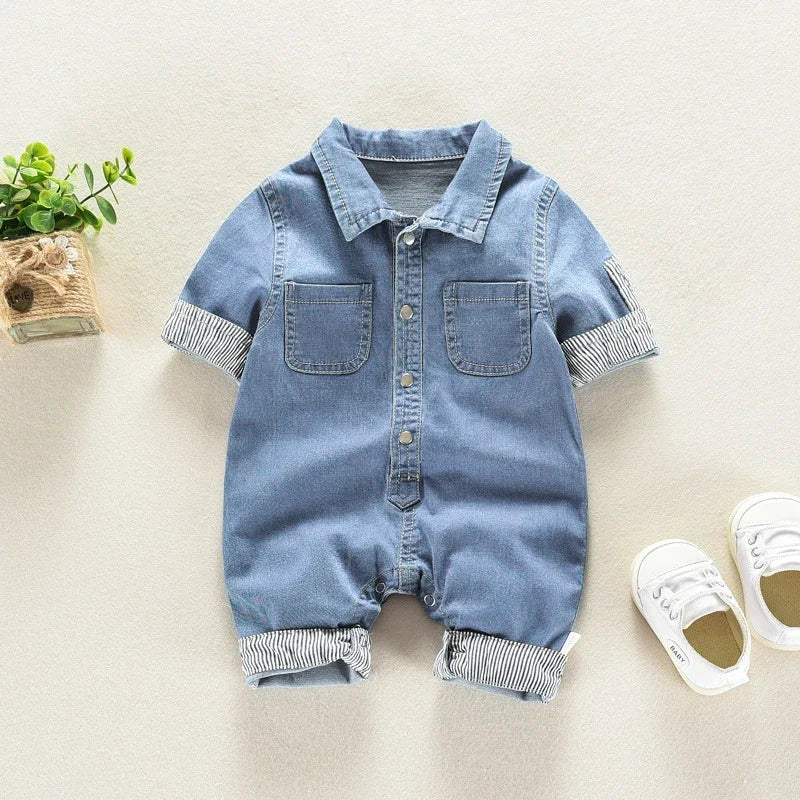 Baby Boys Denim Overalls - Soft Cotton Toddler Jumpsuits (6-24 Months)