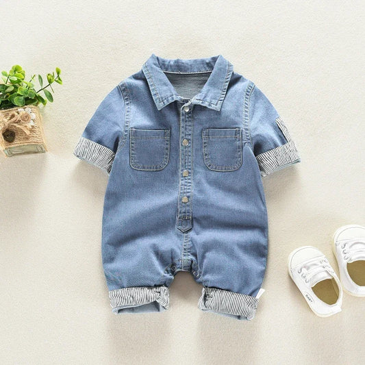 Baby Boys Denim Overalls - Soft Cotton Toddler Jumpsuits (6-24 Months)
