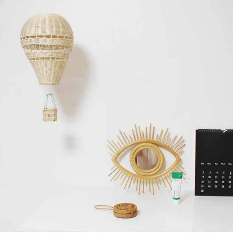 Handwoven Rattan Hot Air Balloon - Nursery Wall Decor