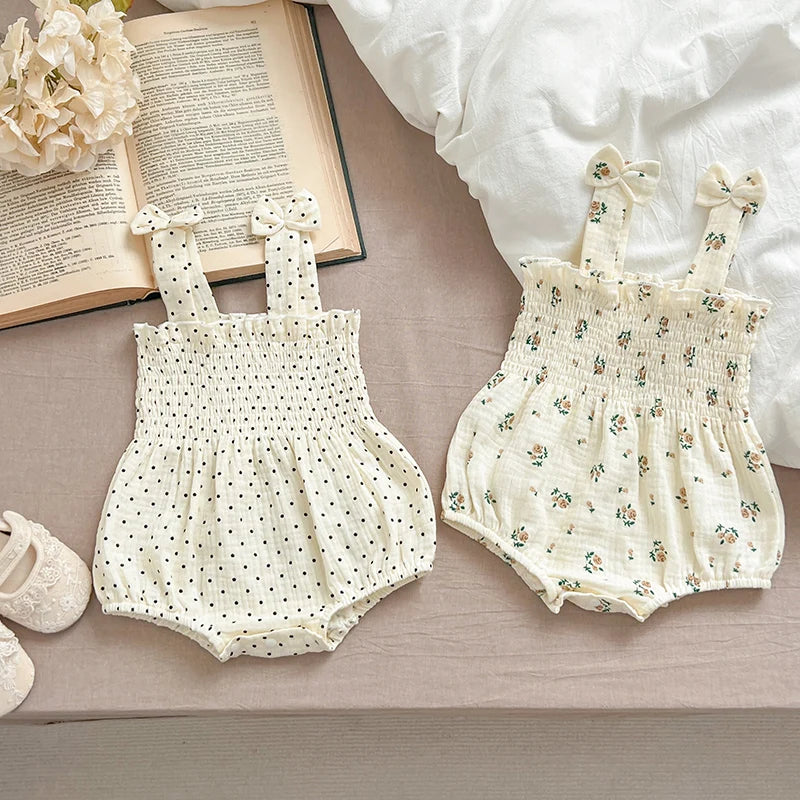 Little Princess Summer Romper - Adorable Floral & Bow Details 🌸
