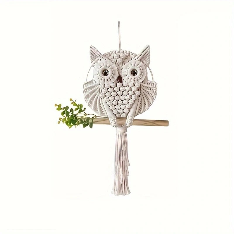 Handwoven Owl Wall Art - Boho Nursery Macrame Decor
