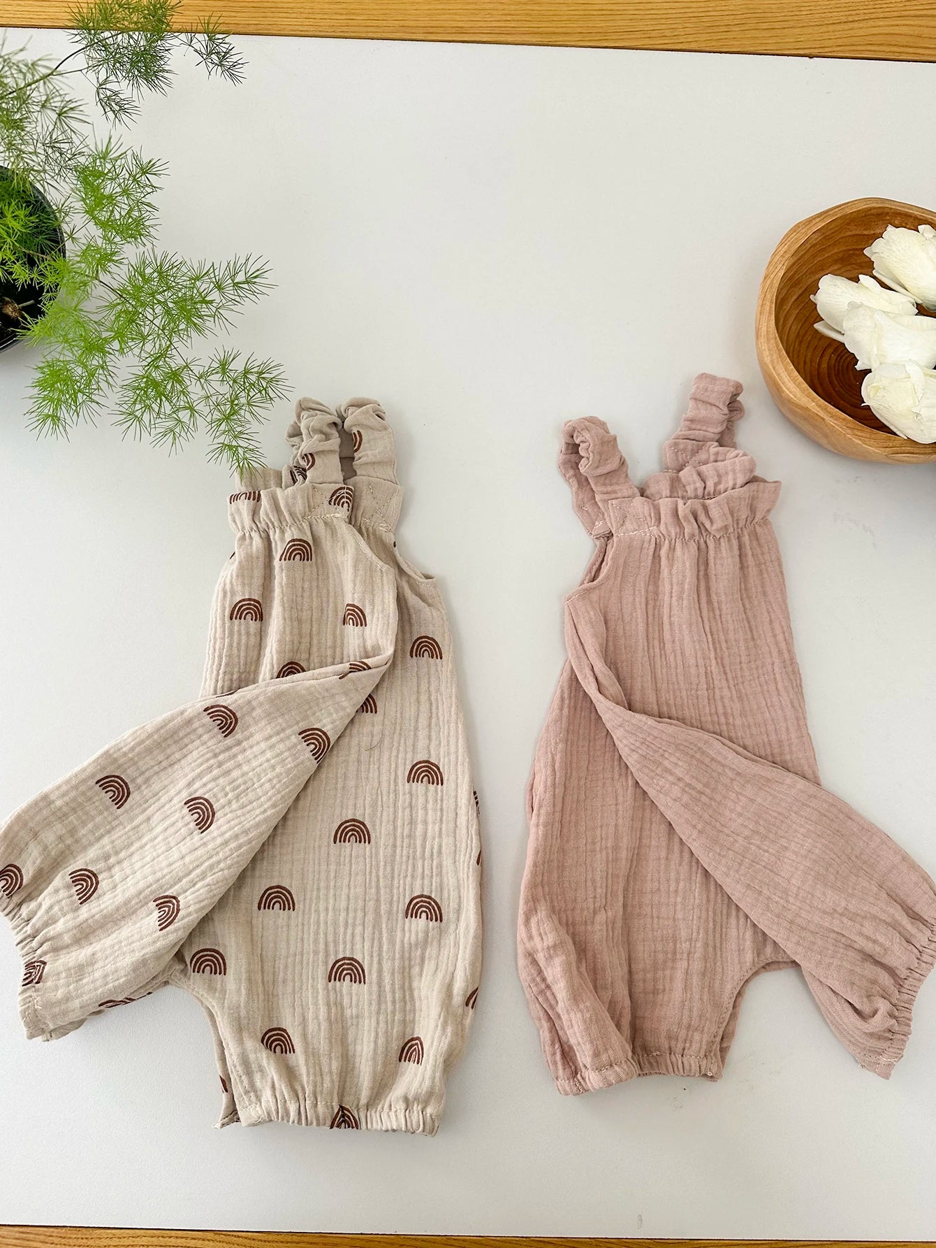 Organic Cotton Baby Romper Set - Rainbow Dandelion Sleeveless Bodysuit (2-Pack)