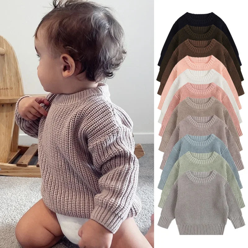 Cozy Baby Knit Sweater - Soft Round Neck Pullover for Boys & Girls
