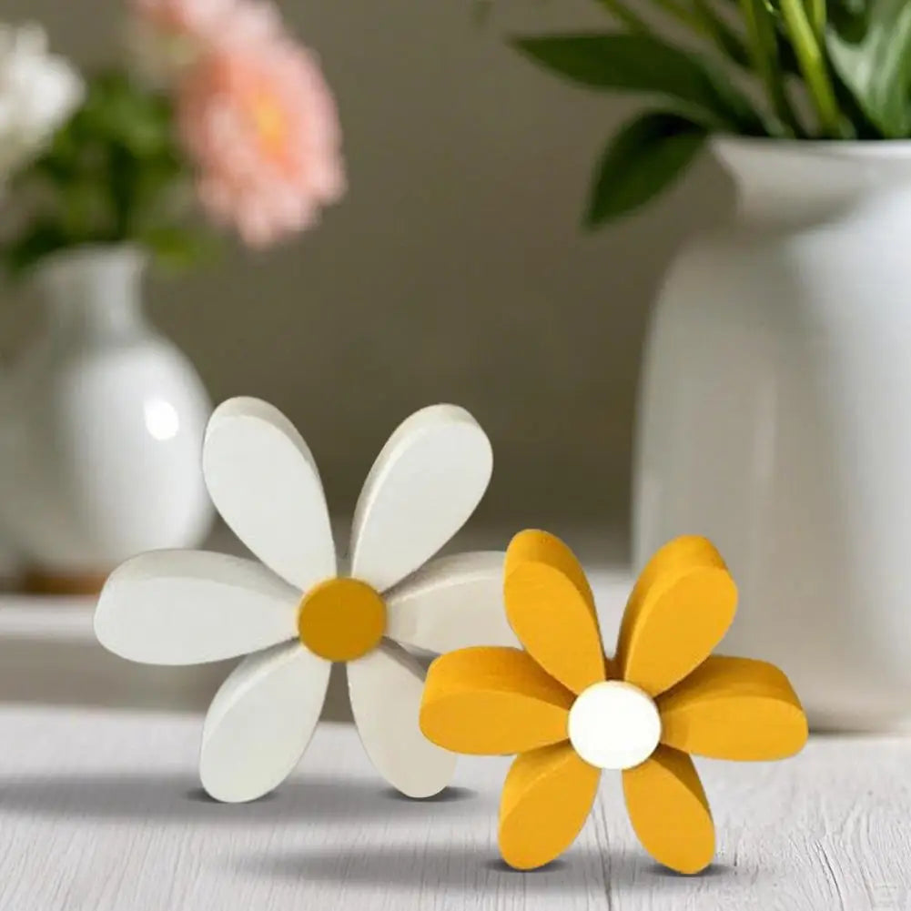 Wooden Daisy Nursery Decor - 3D Flower Shelf Decorations Set of 2