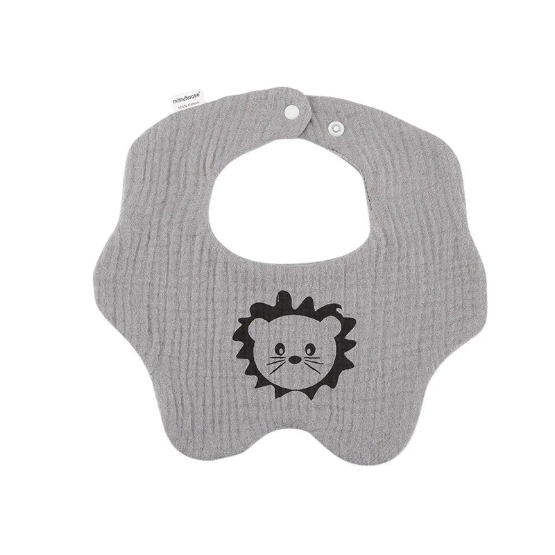Premium Cotton Baby Bib - Waterproof Cartoon Print Feeding Bib (0-2 Years)