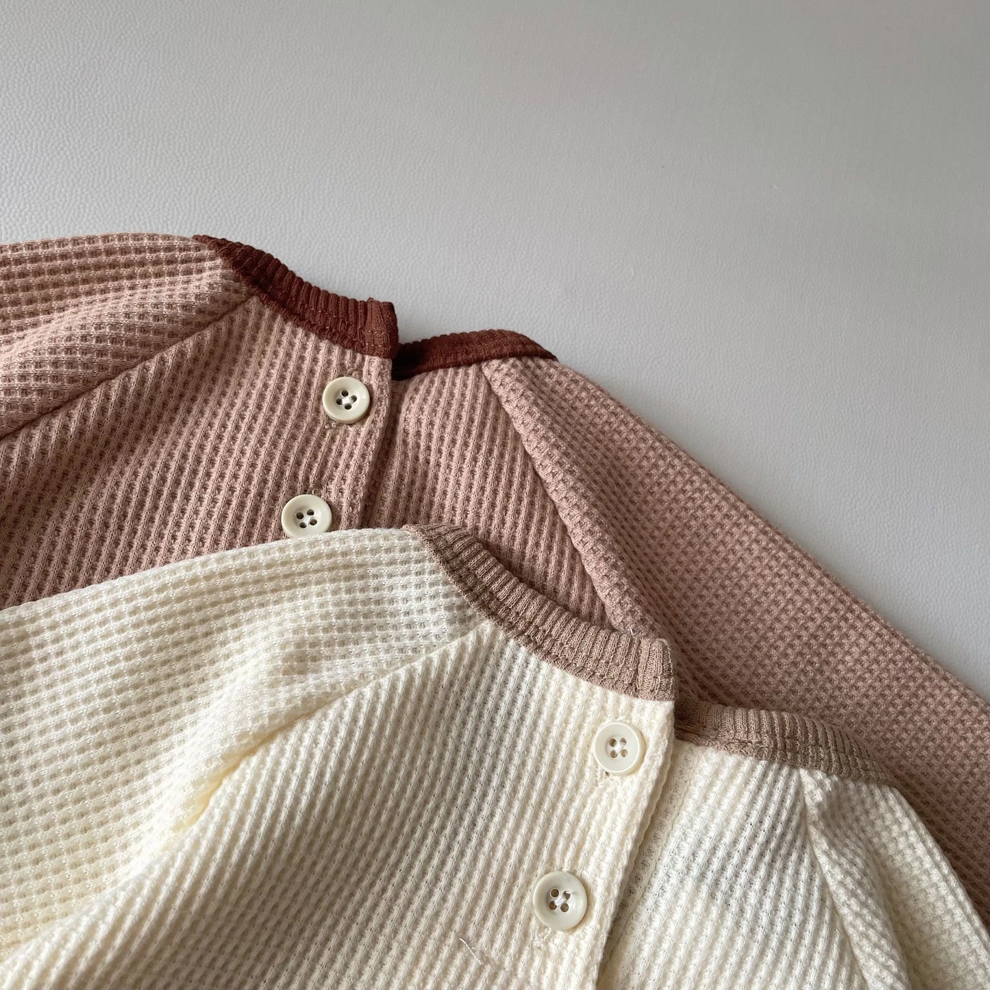 Premium Waffle Weave Baby Romper - Long Sleeve Cotton Jumpsuit for Newborns