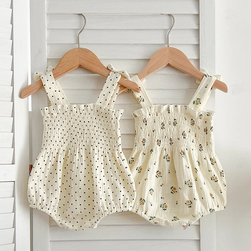 Little Princess Summer Romper - Adorable Floral & Bow Details 🌸