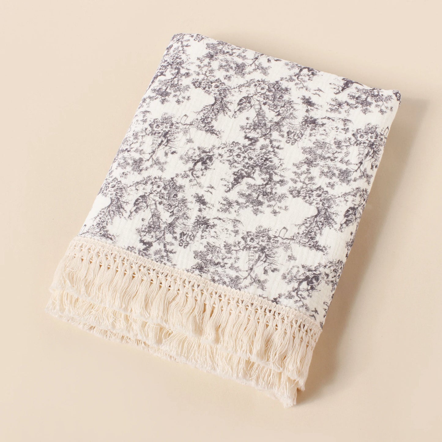 Dreamy Floral Baby Blanket - Organic Cotton with Sweet Tassels
