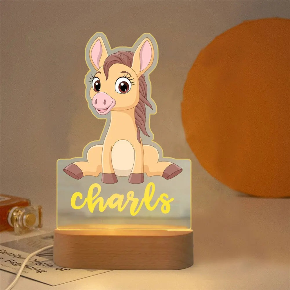 Personalized Animal Night Light - Custom Name LED Lamp for Nursery
