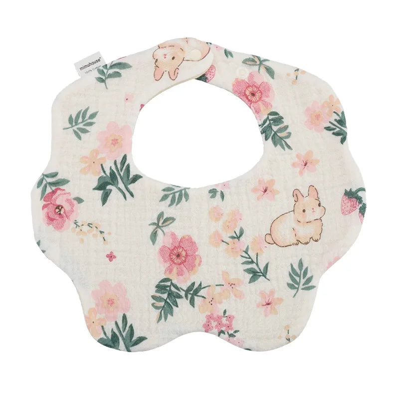 Premium Cotton Baby Bib - Waterproof Cartoon Print Feeding Bib (0-2 Years)