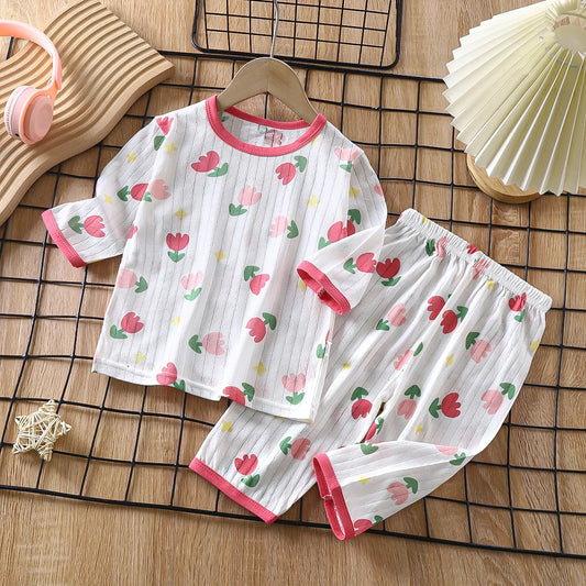 Soft Cotton Baby Pajama Set - Long Sleeve Cartoon Sleepwear