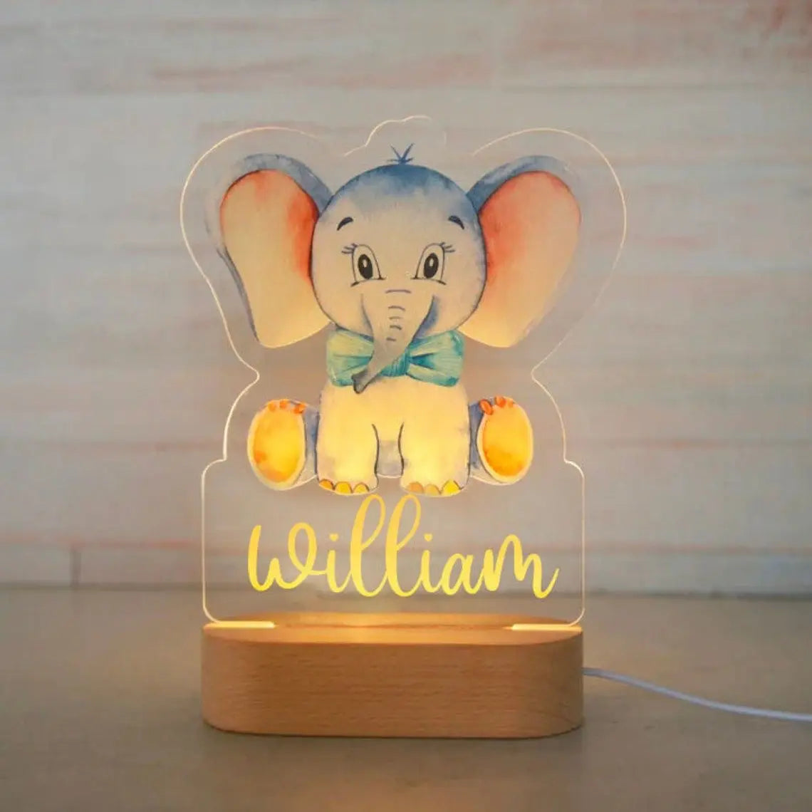 Personalized Animal Night Light - Custom Name LED Lamp for Nursery